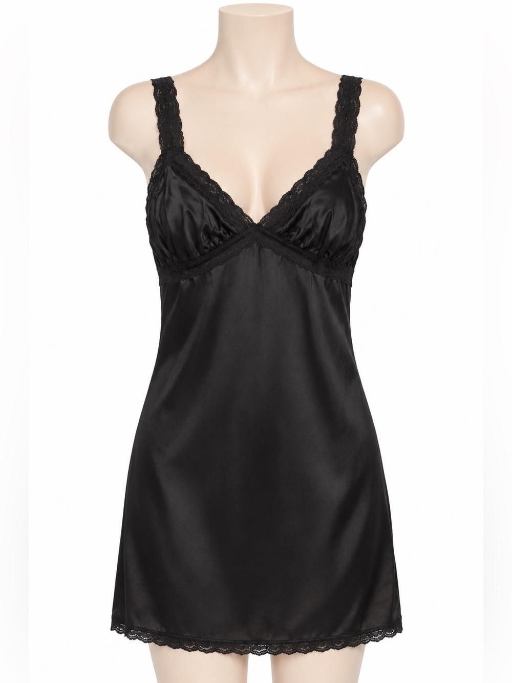 Vintage Jantzen Black Nylon Full Slip Lace Trim Size 46 Made in Canada